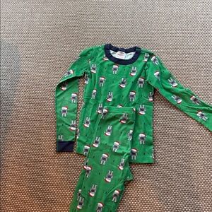 Hanna Andersson Green and Navy Pajama Top